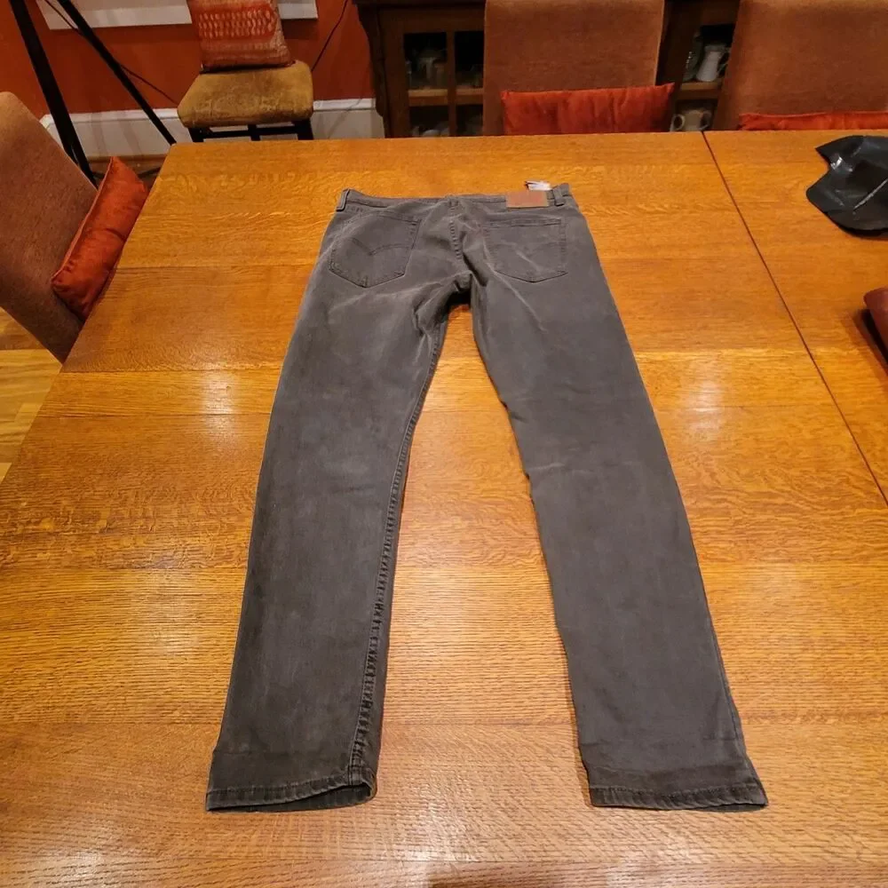 Levi's 512 34x32 Men's Gray Slim Fit Stretch Denim Jeans 5-Pocket Zip Button